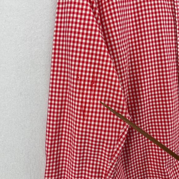 UNIQLO Shirt Mens L Gingham Check Button Up Long Sleeve Woven Cotton Red - Picture 12 of 15